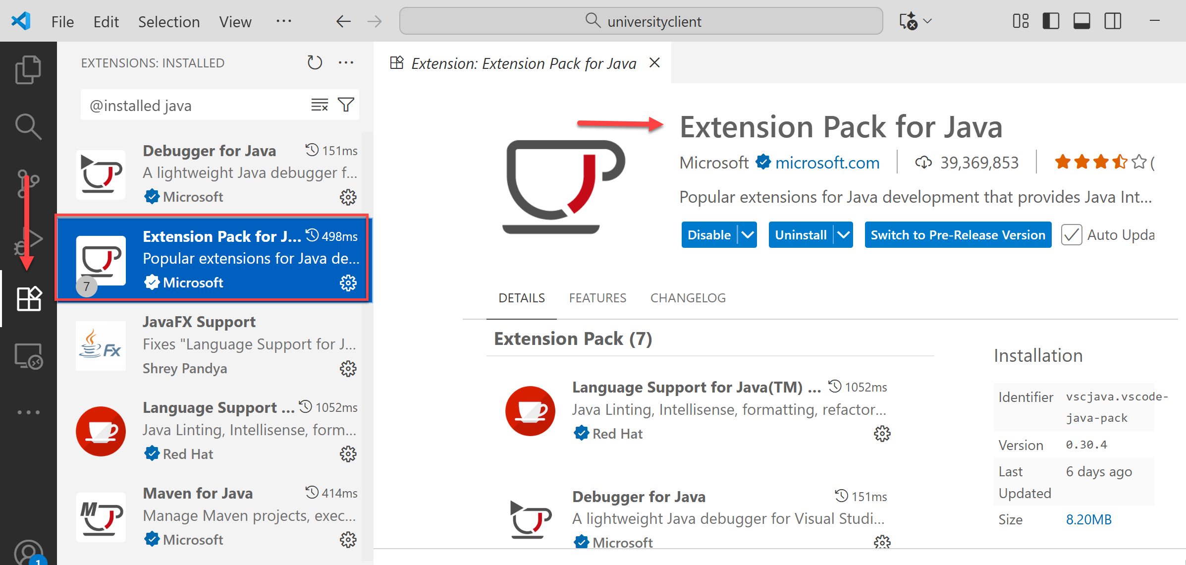 Visual Studio Code: Extension Pack for Java
