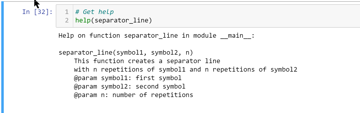 Python docstring: Get help on function