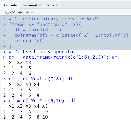 R binary operators