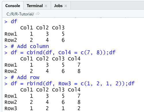 R Data Frame add columns / rows
