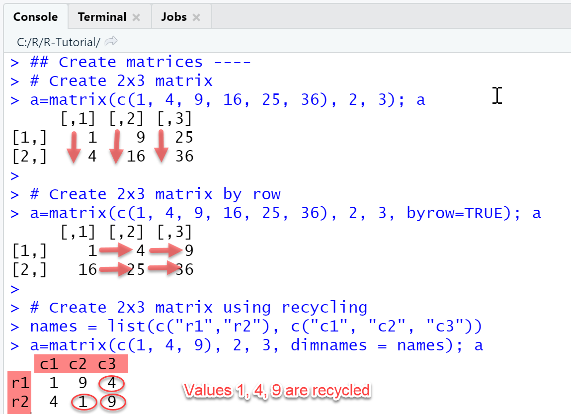 R Create matrix from vector