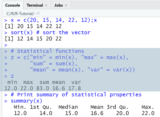 R Vector functions